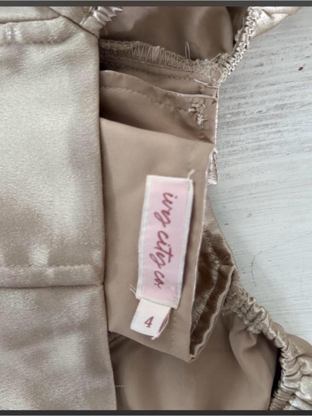 Ivy City Co Champagne Satin Puff-Sleeve Maxi Dress - Picture 3 of 3